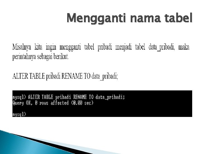 Mengganti nama tabel 