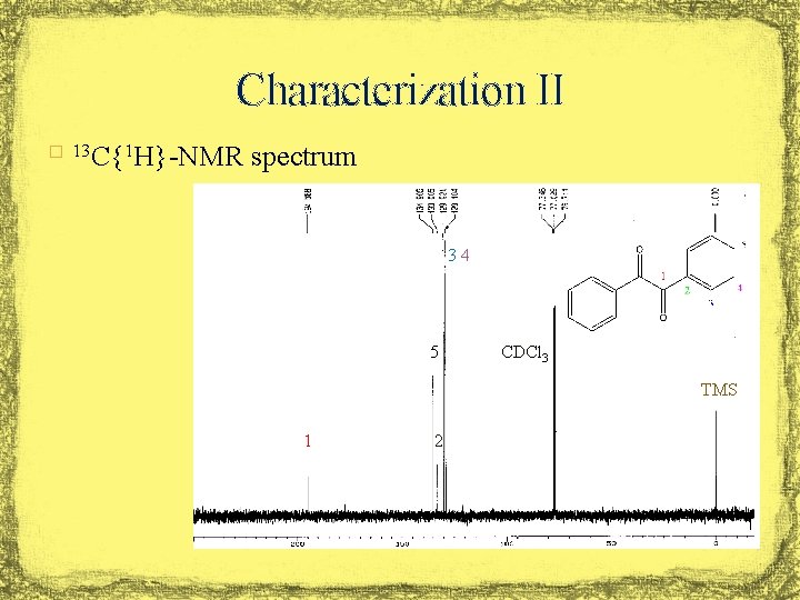 Characterization II � 13 C{1 H}-NMR spectrum 3, 4 5 CDCl 3 TMS 1