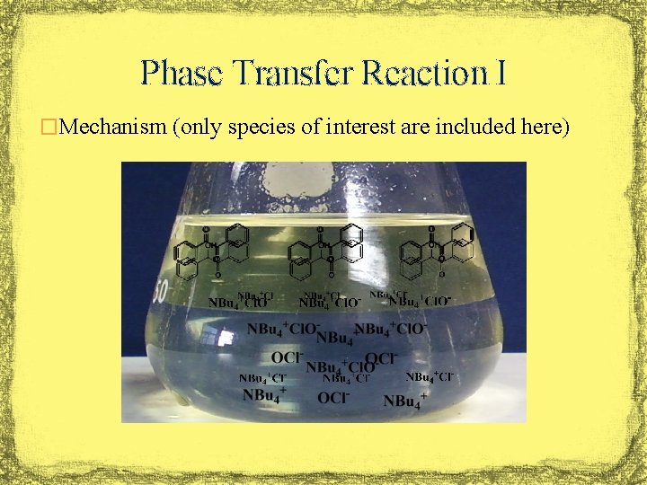 Phase Transfer Reaction I �Mechanism (only species of interest are included here) 