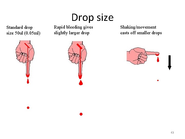 Drop size Standard drop size 50 ul (0. 05 ml) Rapid bleeding gives slightly