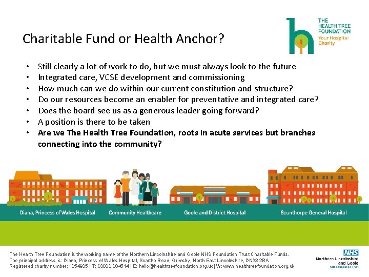 Charitable Fund or Health Anchor? • • Still clearly a lot of work to
