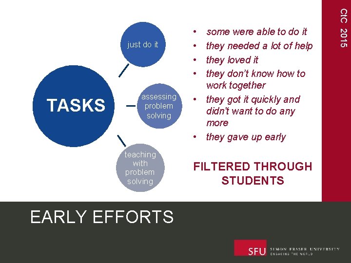 TASKS assessing problem solving teaching with problem solving EARLY EFFORTS some were able to