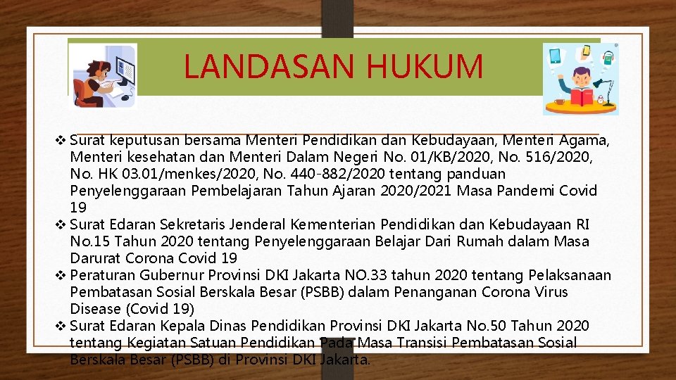 LANDASAN HUKUM v Surat keputusan bersama Menteri Pendidikan dan Kebudayaan, Menteri Agama, Menteri kesehatan
