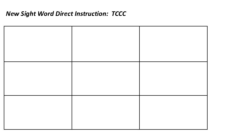 New Sight Word Direct Instruction: TCCC 