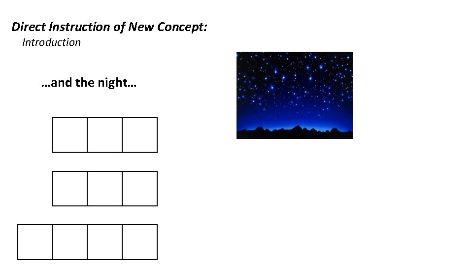 Direct Instruction of New Concept: Introduction …and the night… 