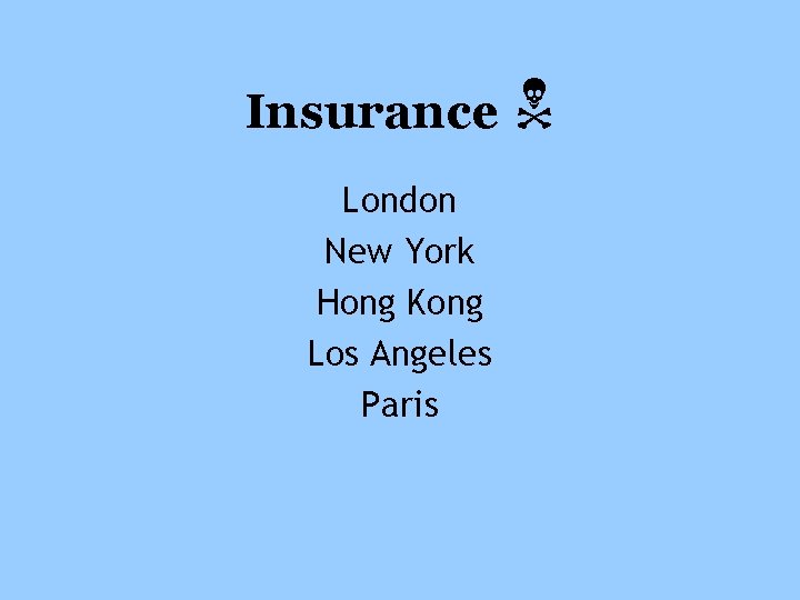 Insurance London New York Hong Kong Los Angeles Paris 