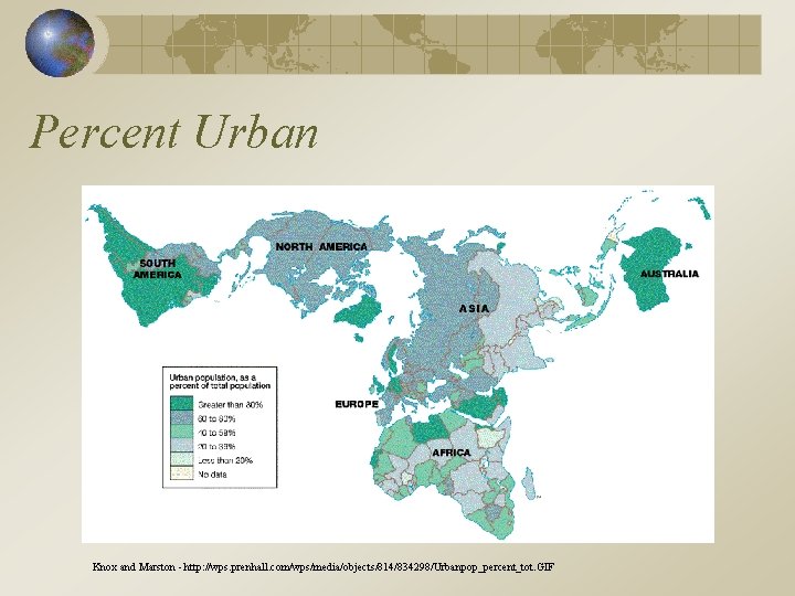 Percent Urban Knox and Marston - http: //wps. prenhall. com/wps/media/objects/814/834298/Urbanpop_percent_tot. GIF 