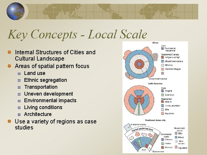 Key Concepts - Local Scale Internal Structures of Cities and Cultural Landscape Areas of