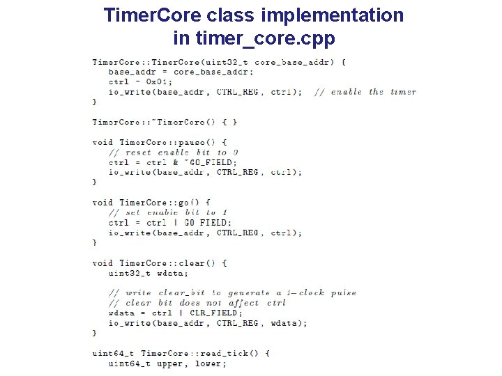 Timer. Core class implementation in timer_core. cpp 