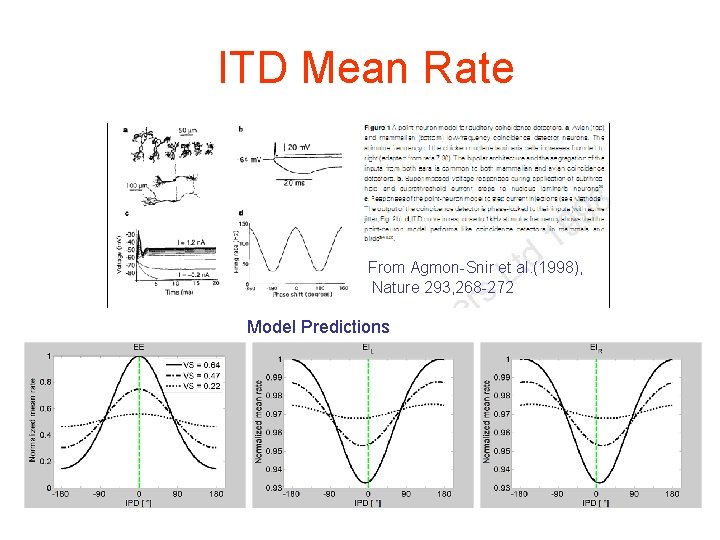 ITD Mean Rate From Agmon-Snir et al. (1998), Nature 293, 268 -272 Model Predictions