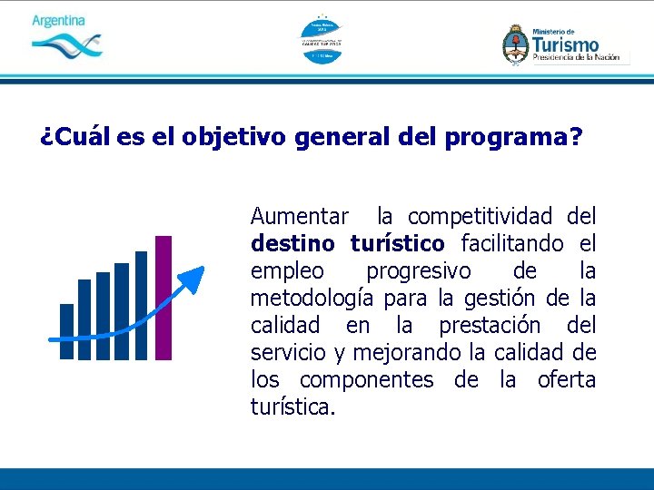 ¿Cuál es el objetivo general del programa? Aumentar la competitividad del destino turístico facilitando