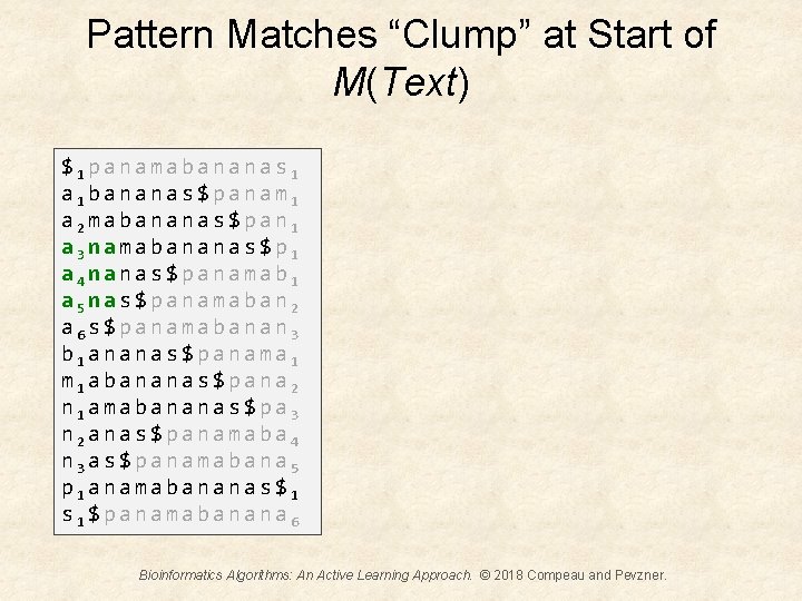 Pattern Matches “Clump” at Start of M(Text) $1 panamabananas 1 a 1 bananas$panam 1