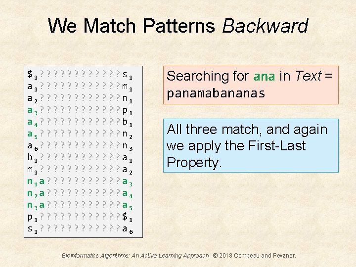 We Match Patterns Backward $1? ? ? s 1 a 1? ? ? m