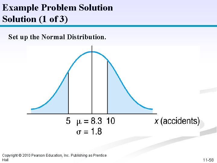 Example Problem Solution (1 of 3) Set up the Normal Distribution. Copyright © 2010