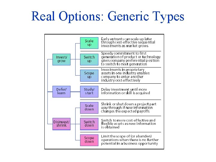 Real Options: Generic Types 