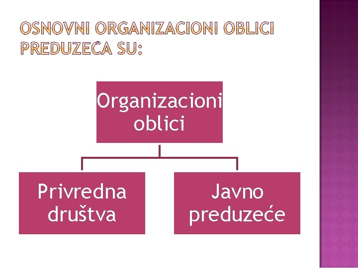 Organizacioni oblici Privredna društva Javno preduzeće 