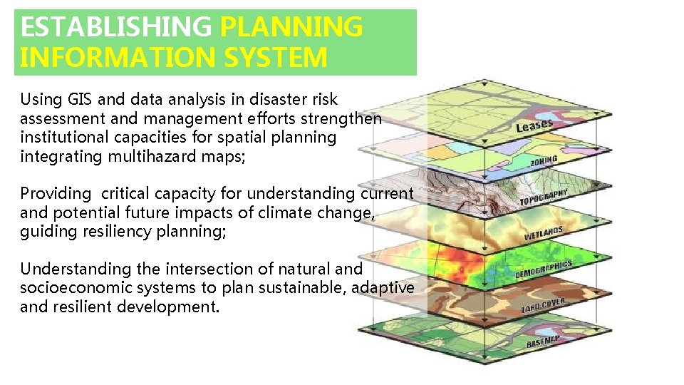 ESTABLISHING PLANNING INFORMATION SYSTEM Using GIS and data analysis in disaster risk assessment and