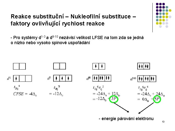 Reakce substituční – Nukleofilní substituce – faktory ovlivňující rychlost reakce - Pro systémy d