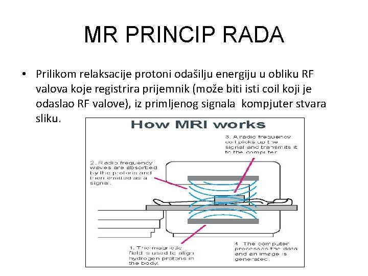 MR PRINCIP RADA • Prilikom relaksacije protoni odašilju energiju u obliku RF valova koje