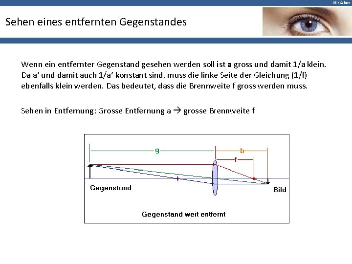 05 / Sehen eines entfernten Gegenstandes Wenn ein entfernter Gegenstand gesehen werden soll ist