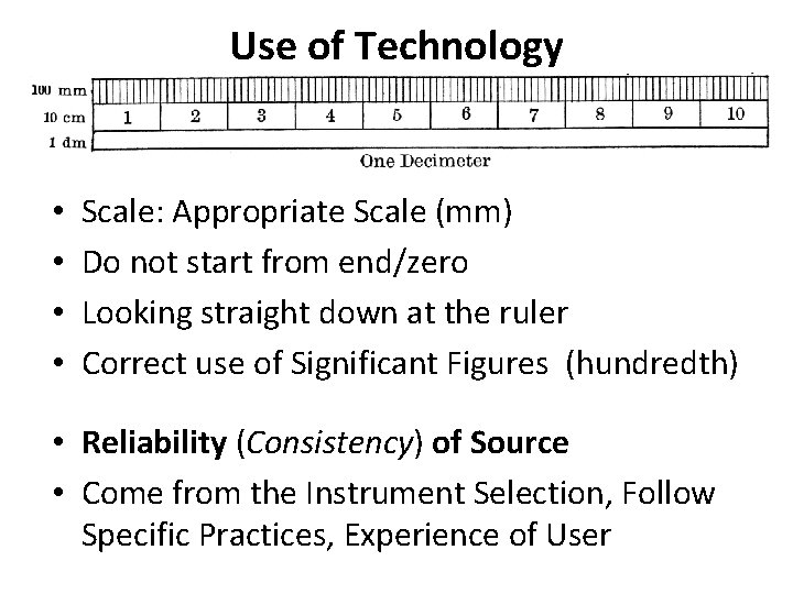 Use of Technology • • Scale: Appropriate Scale (mm) Do not start from end/zero