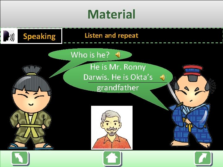 Material Speaking Listen and repeat Who is he? He is Mr. Ronny Darwis. He