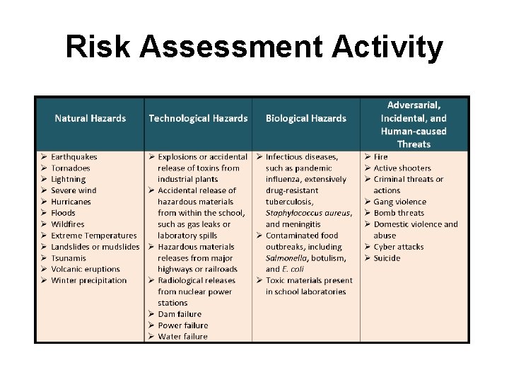 Risk Assessment Activity 