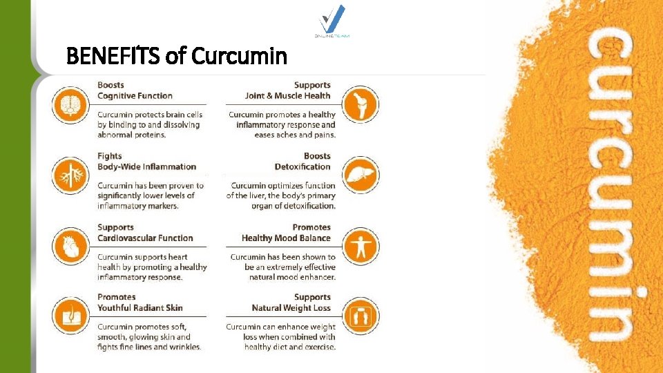 BENEFITS of Curcumin 