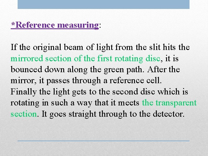 *Reference measuring: If the original beam of light from the slit hits the mirrored