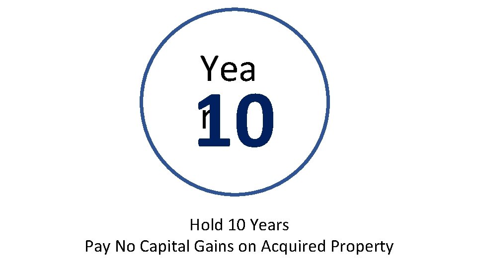 Yea r 10 % Hold 10 Years Pay No Capital Gains on Acquired Property