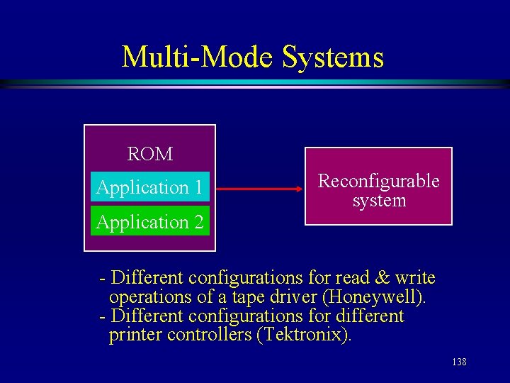 Multi-Mode Systems ROM Application 1 Application 2 Reconfigurable system - Different configurations for read