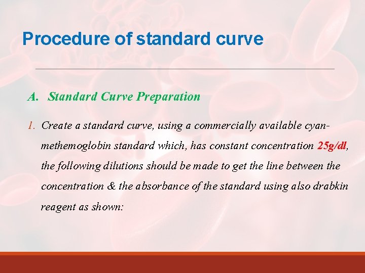 Procedure of standard curve A. Standard Curve Preparation 1. Create a standard curve, using