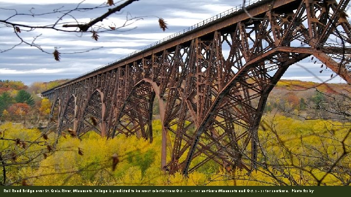 Rail Road Bridge over St. Croix River, Minnesota. Foliage is predicted to be most