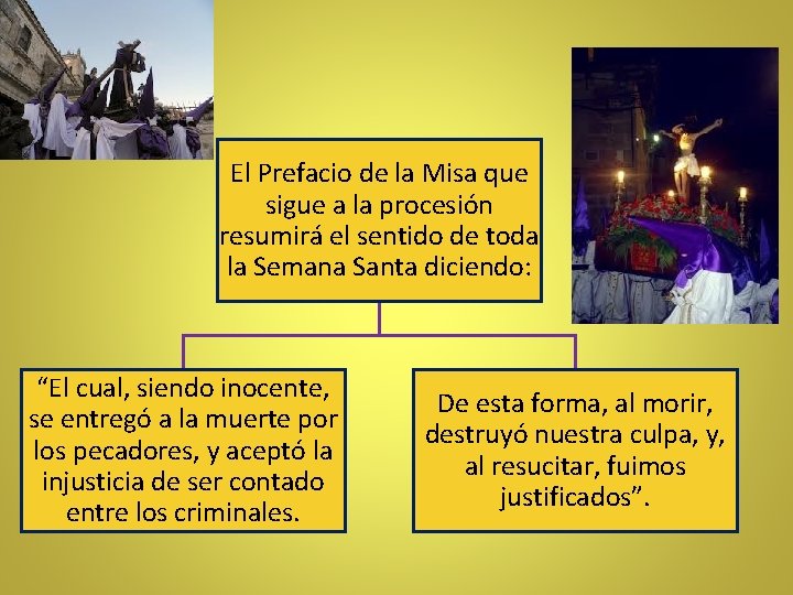 El Prefacio de la Misa que sigue a la procesión resumirá el sentido de El Prefacio de la Misa que sigue a la procesión resumirá el sentido de