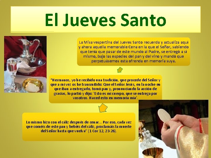 El Jueves Santo La Misa vespertina del Jueves Santo recuerda y actualiza aquí y