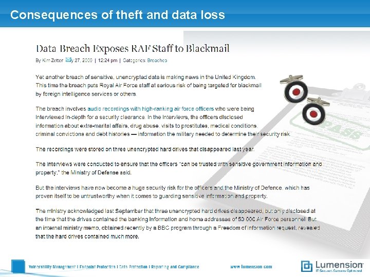 Consequences of theft and data loss 
