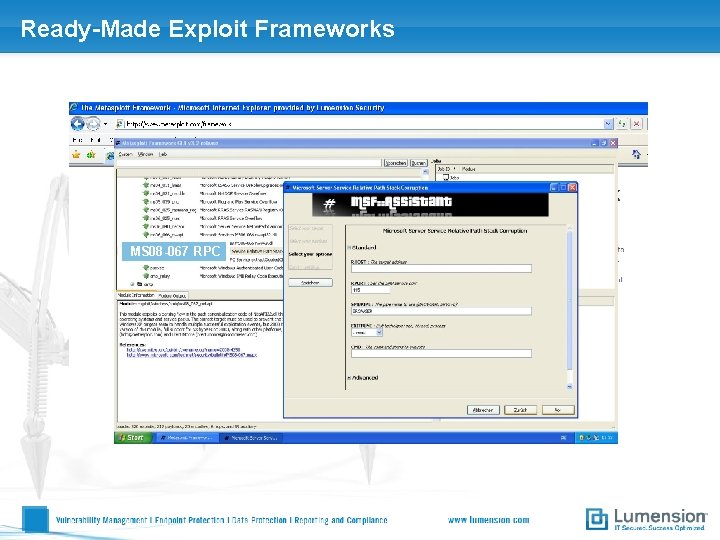 Ready-Made Exploit Frameworks MS 08 -067 RPC 