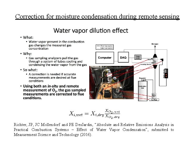 Correction for moisture condensation during remote sensing Richter, JP, JC Mollendorf and PE Des.