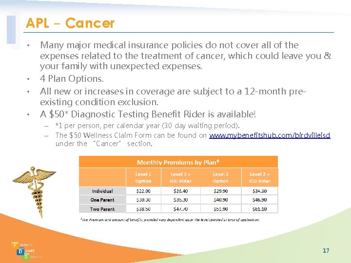 APL - Cancer • • Many major medical insurance policies do not cover all