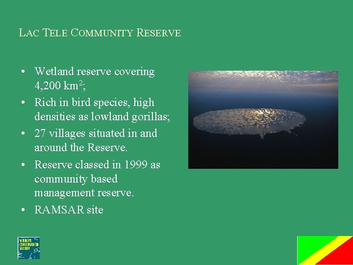 LAC TELE COMMUNITY RESERVE • Wetland reserve covering 4, 200 km 2; • Rich