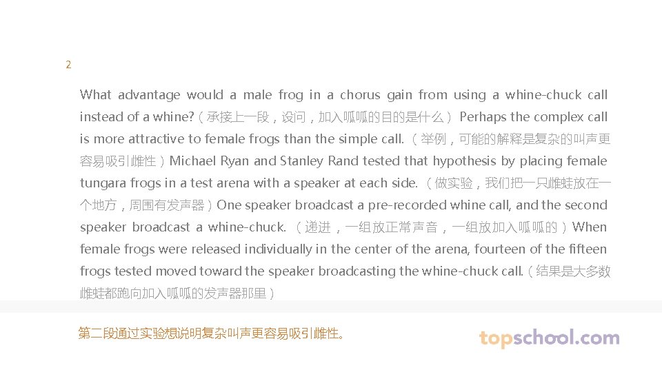 2 What advantage would a male frog in a chorus gain from using a