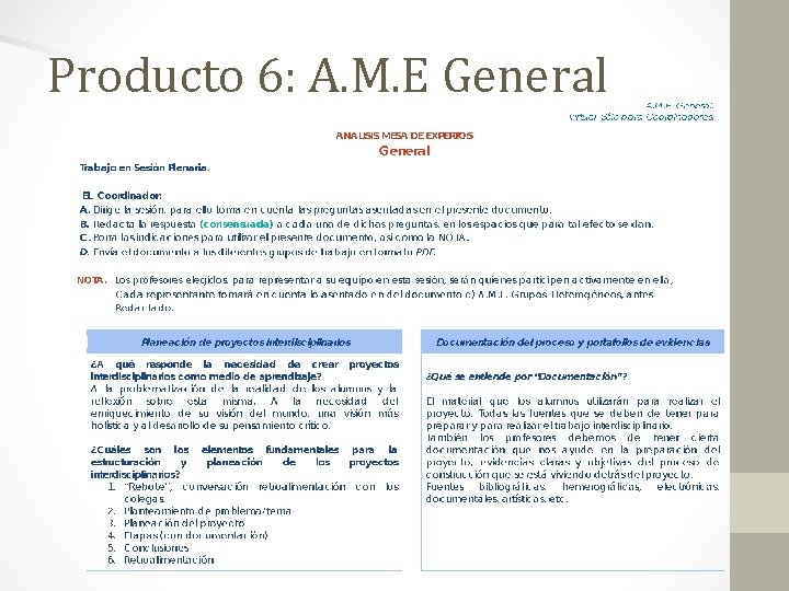 Producto 6: A. M. E General 