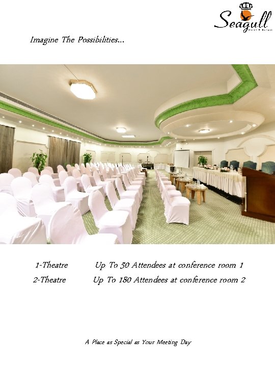 Imagine The Possibilities… 1 -Theatre 2 -Theatre Up To 50 Attendees at conference room
