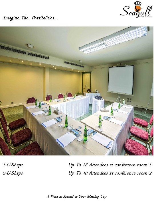 Imagine The Possibilities… 1 -U-Shape 2 -U-Shape Up To 18 Attendees at conference room