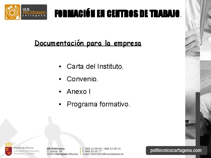 FORMACIN EN CENTROS DE TRABAJO Calendario LOGSE 2403