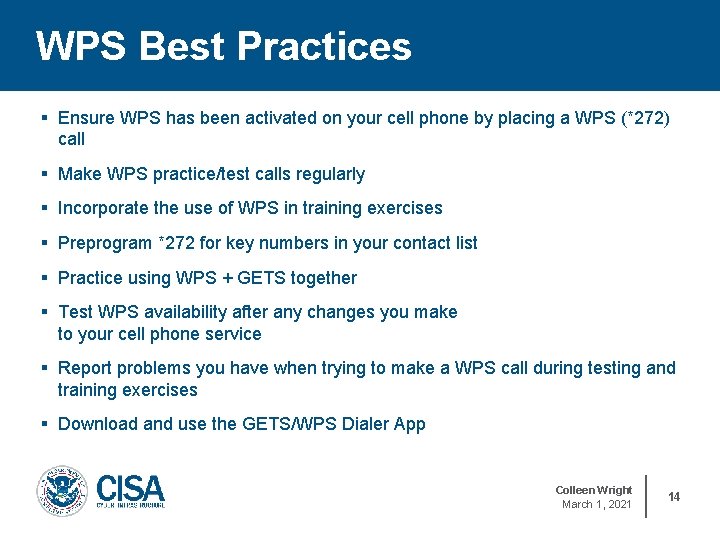WPS Best Practices TLP: WHITE § Ensure WPS has been activated on your cell