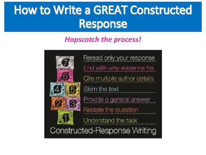 How to Write a GREAT Constructed Response Hopscotch the process! 