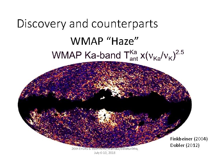 Discovery and counterparts WMAP “Haze” 26 th E+CRS & 35 th RCRC, Barnaul/Belokurikha, July