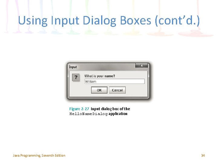 Using Input Dialog Boxes (cont’d. ) Figure 2 -27 Input dialog box of the Using Input Dialog Boxes (cont’d. ) Figure 2 -27 Input dialog box of the