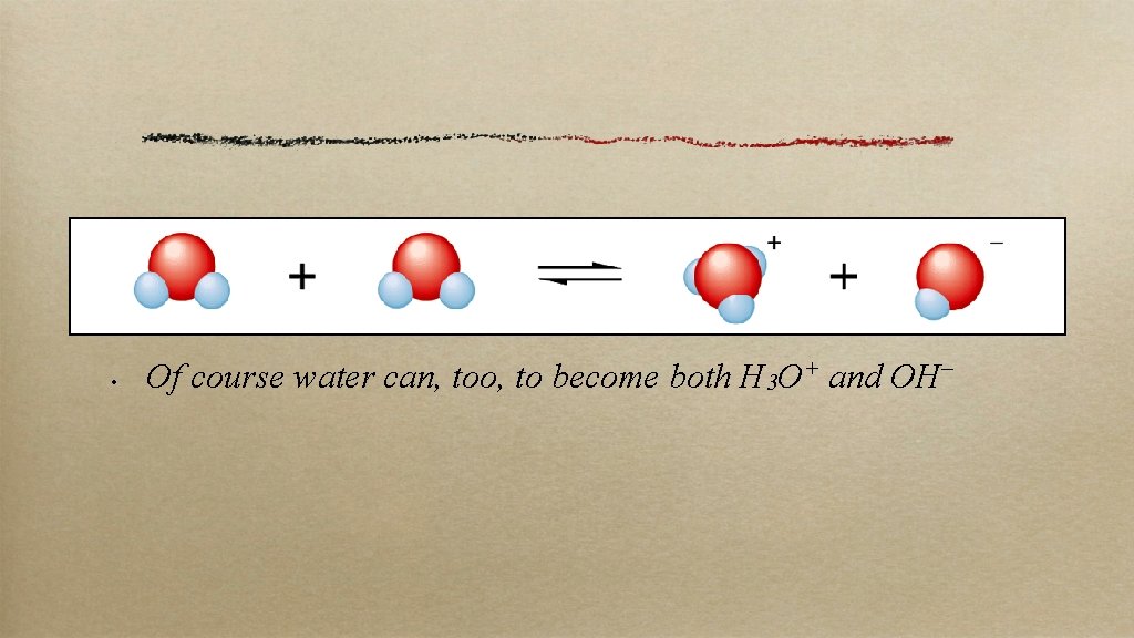  • Of course water can, too, to become both H 3 O+ and